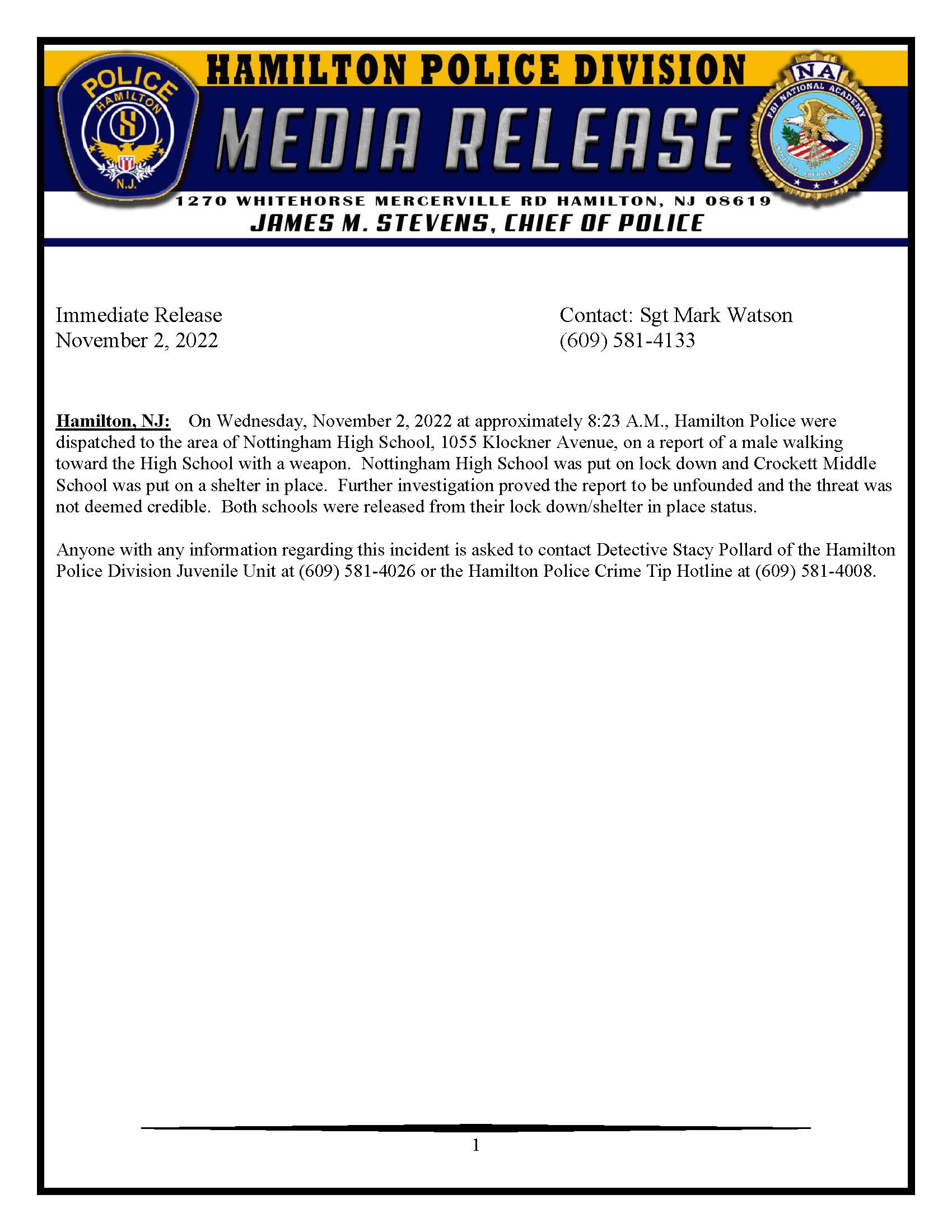 11-02-2022 - School Threat