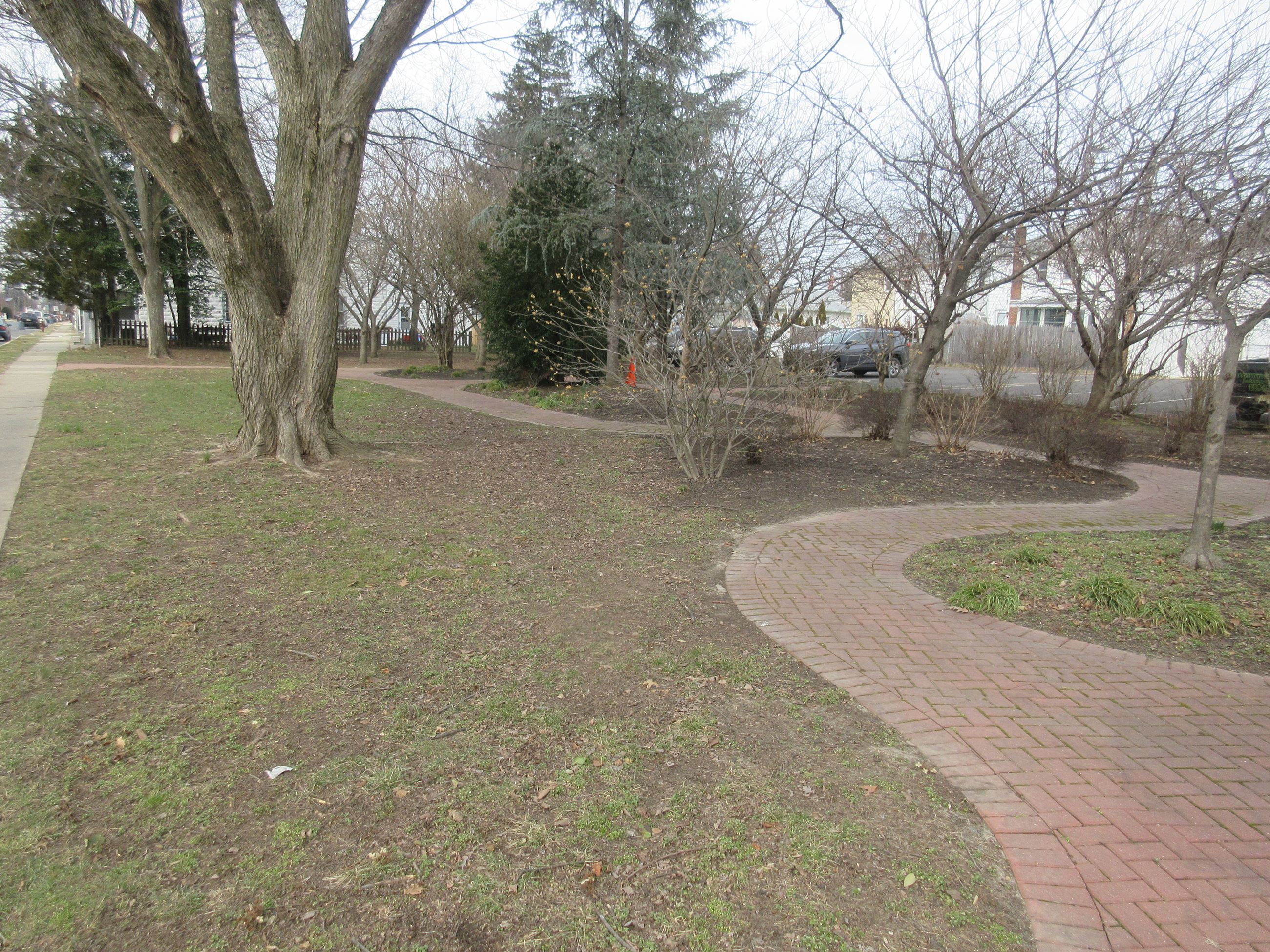McClellan Avenue Park - walking paths; view from the street.