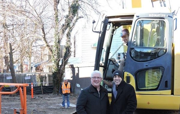 Mayor Martin and Councilmembers with backhoe at East State Street Demolition site