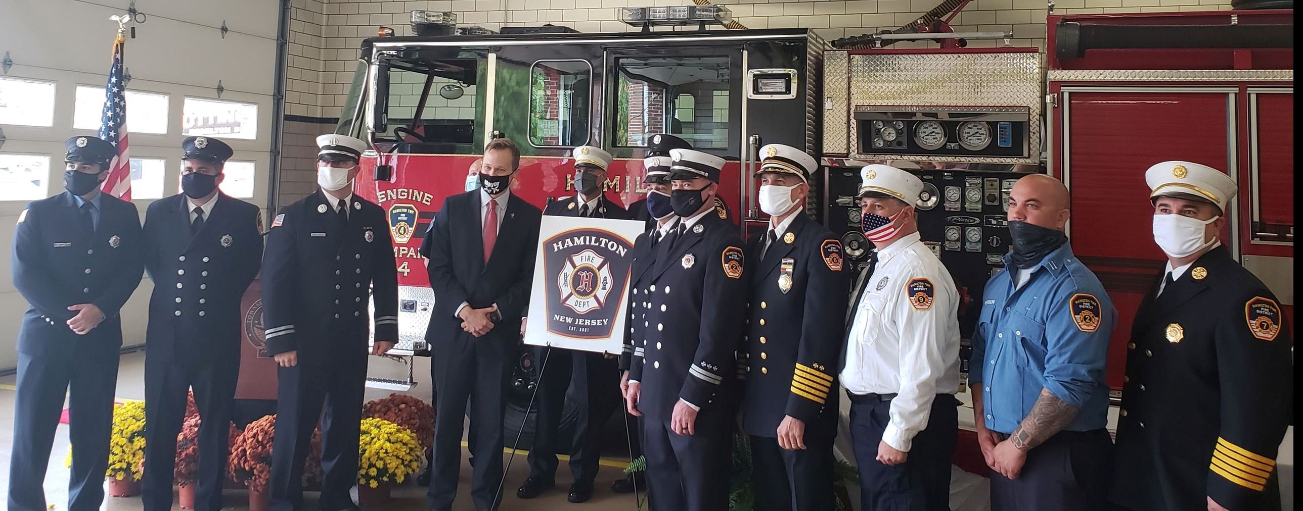 Mayor Martin and members of the Hamilton Township Fire Division