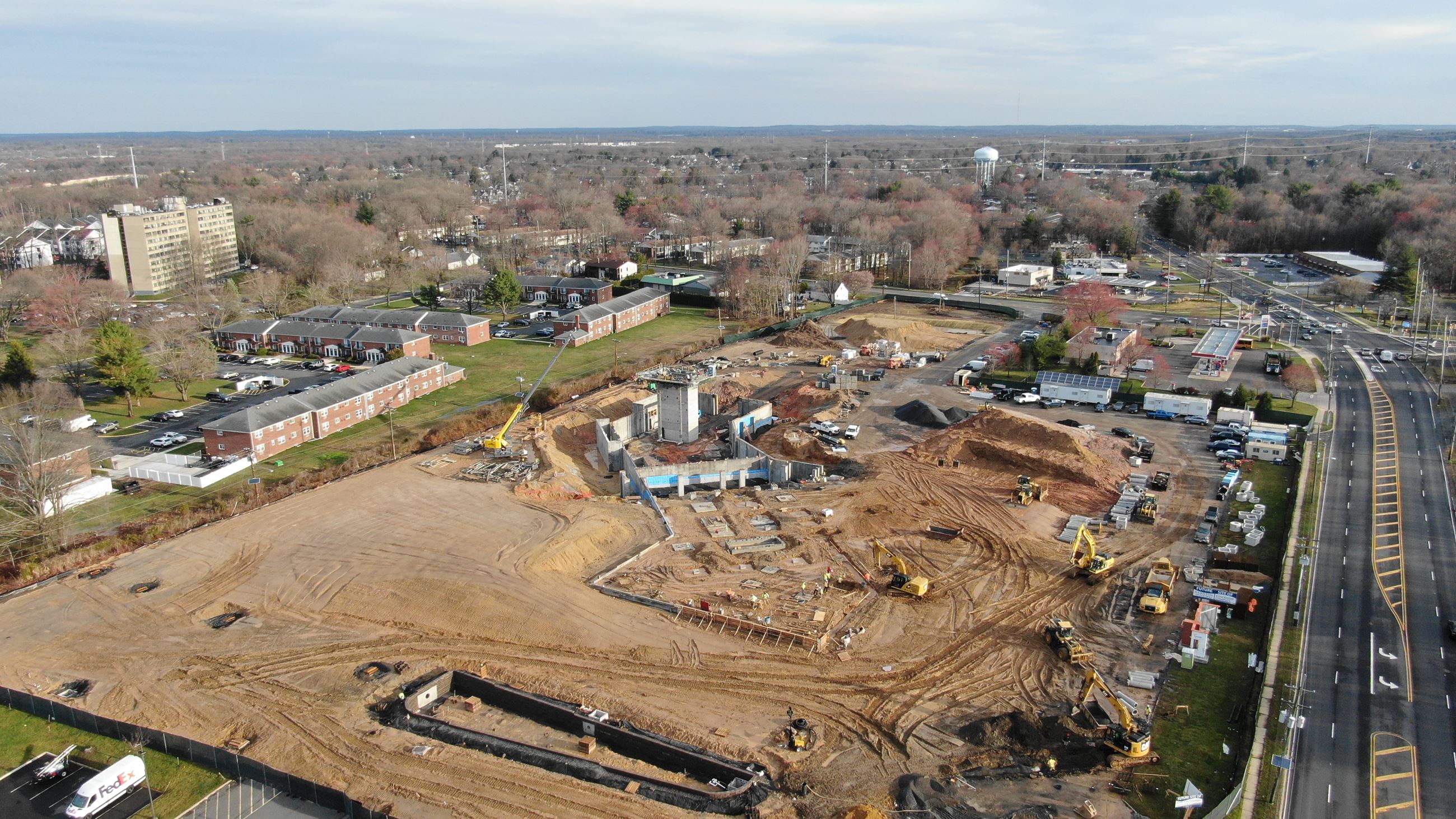 photo of bird's eye view of new municipal building construction progress